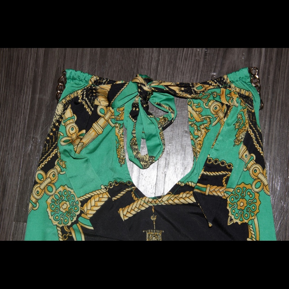 Elegant Silk Top with Chain Details